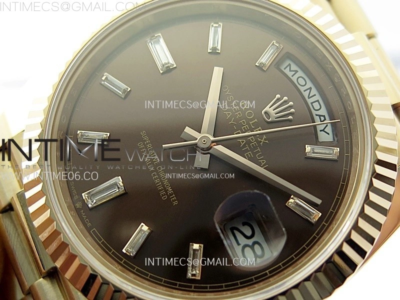 Day Date 228235 40mm 904L RG 1:1 AR+F Best Edition Brown Dial T Diamonds Markers on RG President Bracelet SA3255