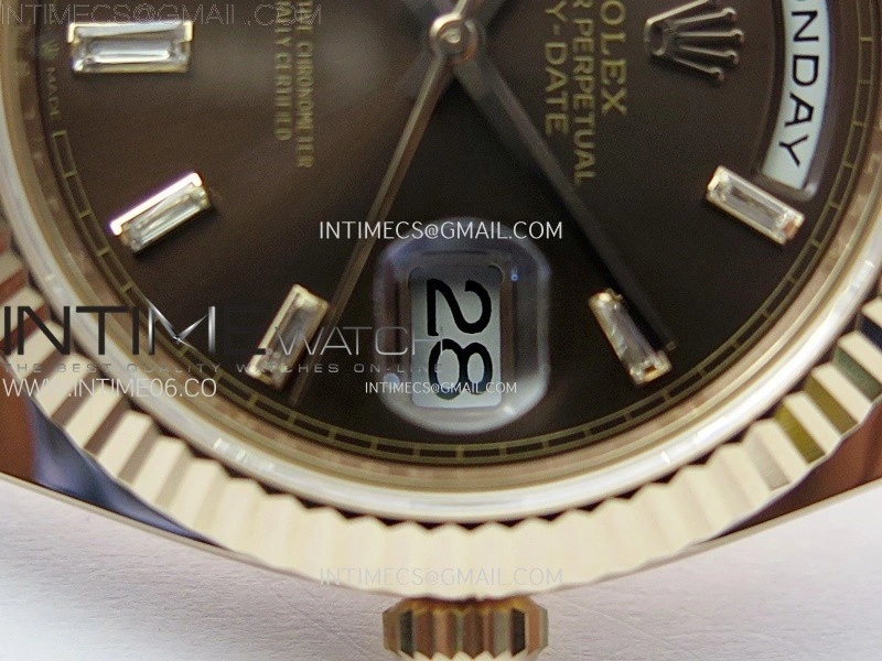 Day Date 228235 40mm 904L RG 1:1 AR+F Best Edition Brown Dial T Diamonds Markers on RG President Bracelet SA3255