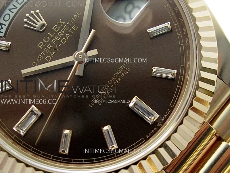 Day Date 228235 40mm 904L RG 1:1 AR+F Best Edition Brown Dial T Diamonds Markers on RG President Bracelet SA3255