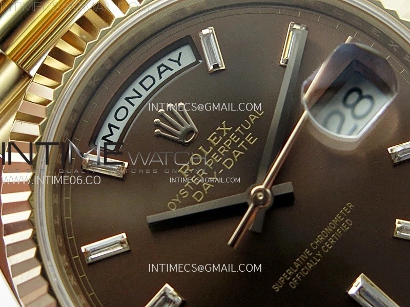 Day Date 228235 40mm 904L RG 1:1 AR+F Best Edition Brown Dial T Diamonds Markers on RG President Bracelet SA3255
