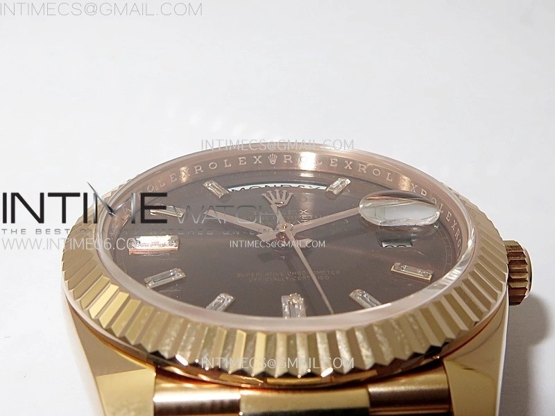 Day Date 228235 40mm 904L RG 1:1 AR+F Best Edition Brown Dial T Diamonds Markers on RG President Bracelet SA3255