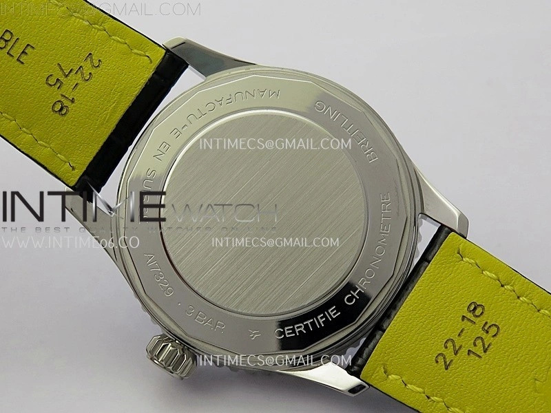 Navitimer 1 Automatic 41mm SS BLSF 1:1 Best Edition Green Dial on Black Leather Strap A2824