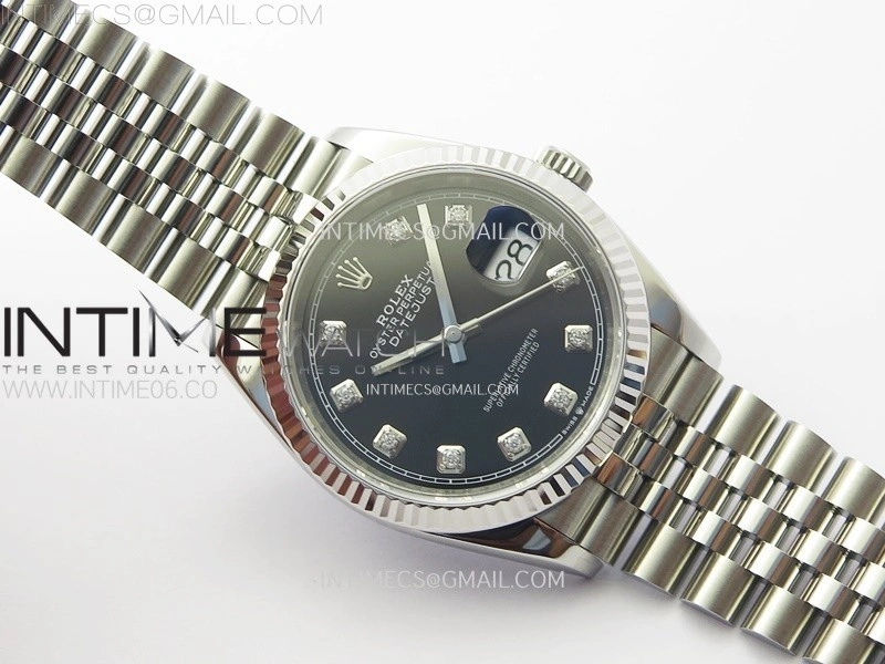 DateJust 36 SS 126234 VSF 1:1 Best Edition 904L Steel Black Dial Diamonds Markers on Jubilee Bracelet VS3235