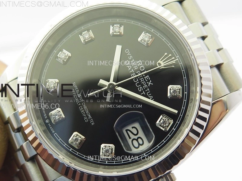 DateJust 36 SS 126234 VSF 1:1 Best Edition 904L Steel Black Dial Diamonds Markers on Jubilee Bracelet VS3235