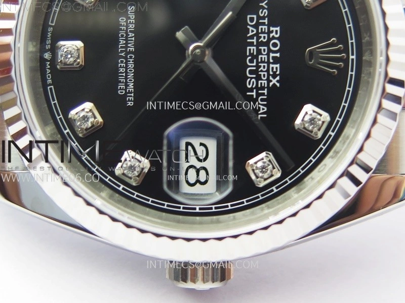 DateJust 36 SS 126234 VSF 1:1 Best Edition 904L Steel Black Dial Diamonds Markers on Jubilee Bracelet VS3235