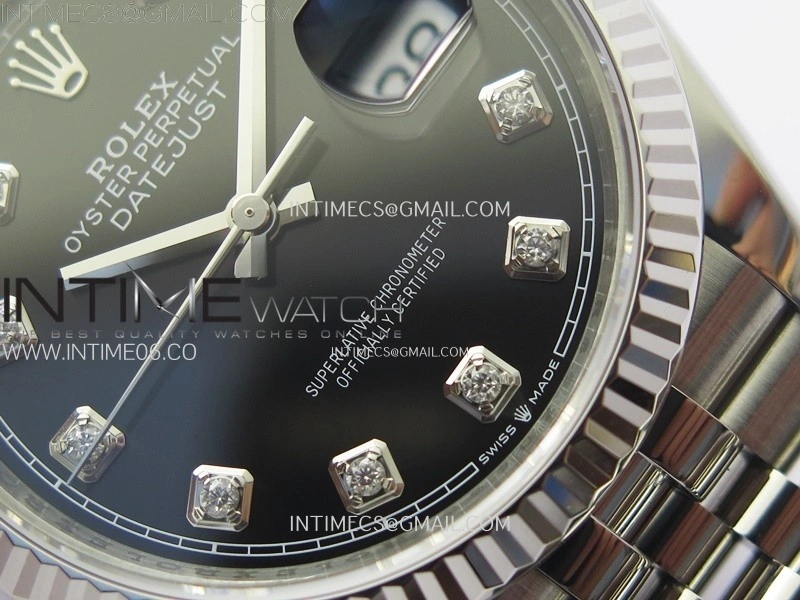 DateJust 36 SS 126234 VSF 1:1 Best Edition 904L Steel Black Dial Diamonds Markers on Jubilee Bracelet VS3235