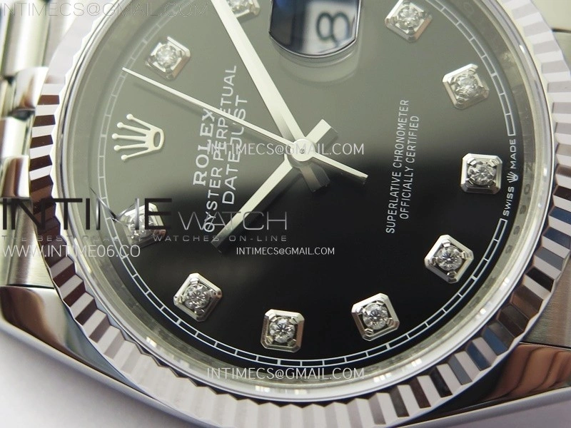 DateJust 36 SS 126234 VSF 1:1 Best Edition 904L Steel Black Dial Diamonds Markers on Jubilee Bracelet VS3235