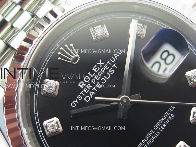 DateJust 36 SS 126234 VSF 1:1 Best Edition 904L Steel Black Dial Diamonds Markers on Jubilee Bracelet VS3235