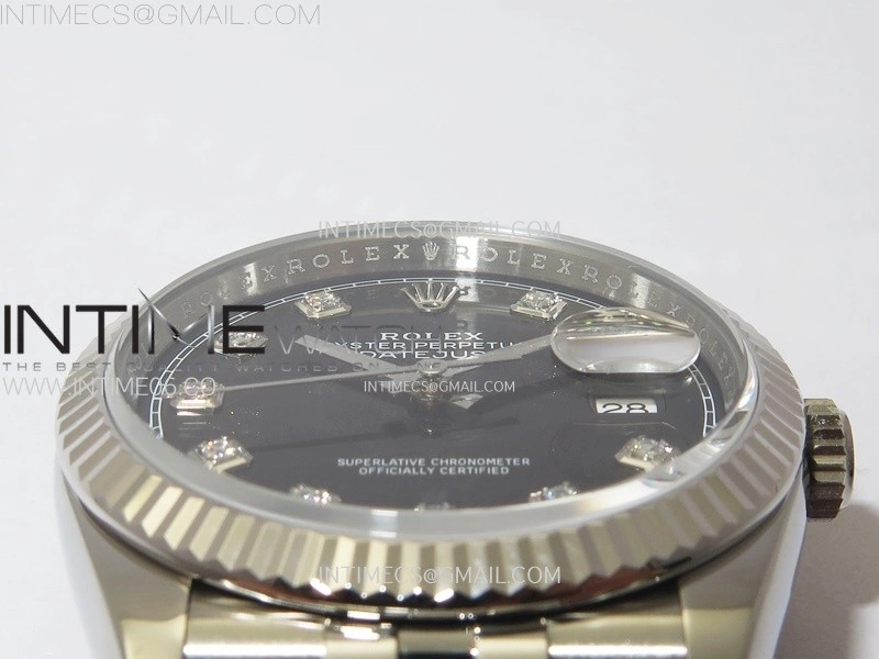 DateJust 36 SS 126234 VSF 1:1 Best Edition 904L Steel Black Dial Diamonds Markers on Jubilee Bracelet VS3235