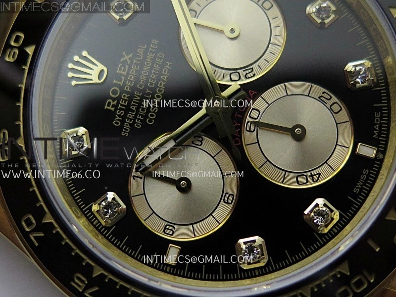 Daytona 126518 904L YG GMF 1:1 Best Edition Black Dial Gold Subdial Diamond Marker on Oysterflex Strap SH4131