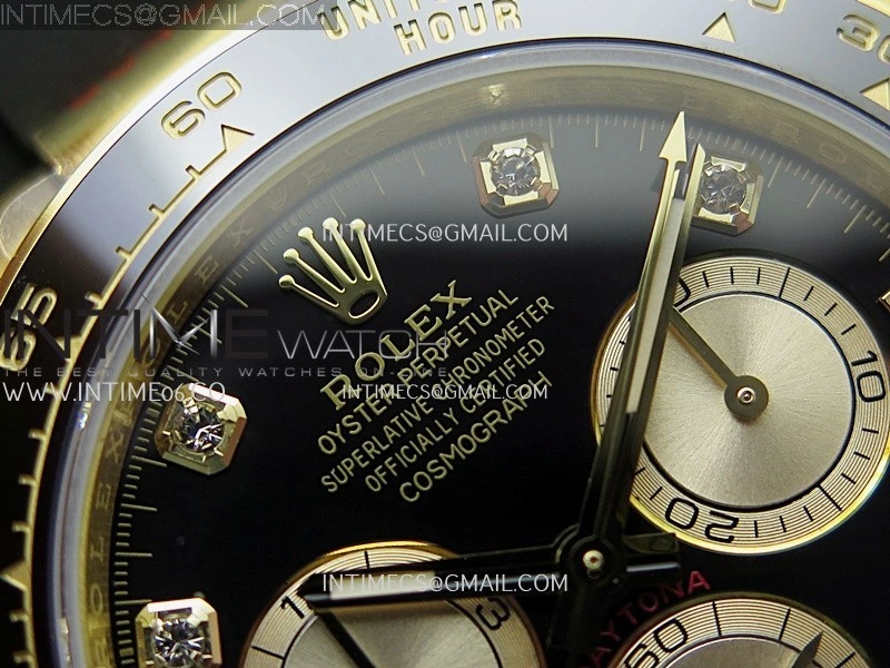 Daytona 126518 904L YG GMF 1:1 Best Edition Black Dial Gold Subdial Diamond Marker on Oysterflex Strap SH4131