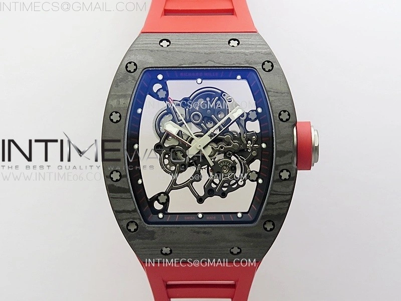 RM055 NTPT Ti APSF 1:1 Best Edition Black Inner Bezel Red Crown On Red Rubber Strap RMUL2 Super Clone