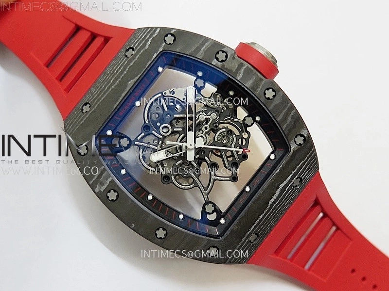 RM055 NTPT Ti APSF 1:1 Best Edition Black Inner Bezel Red Crown On Red Rubber Strap RMUL2 Super Clone
