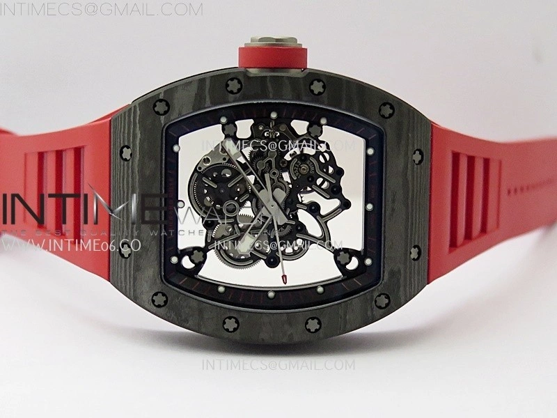 RM055 NTPT Ti APSF 1:1 Best Edition Black Inner Bezel Red Crown On Red Rubber Strap RMUL2 Super Clone