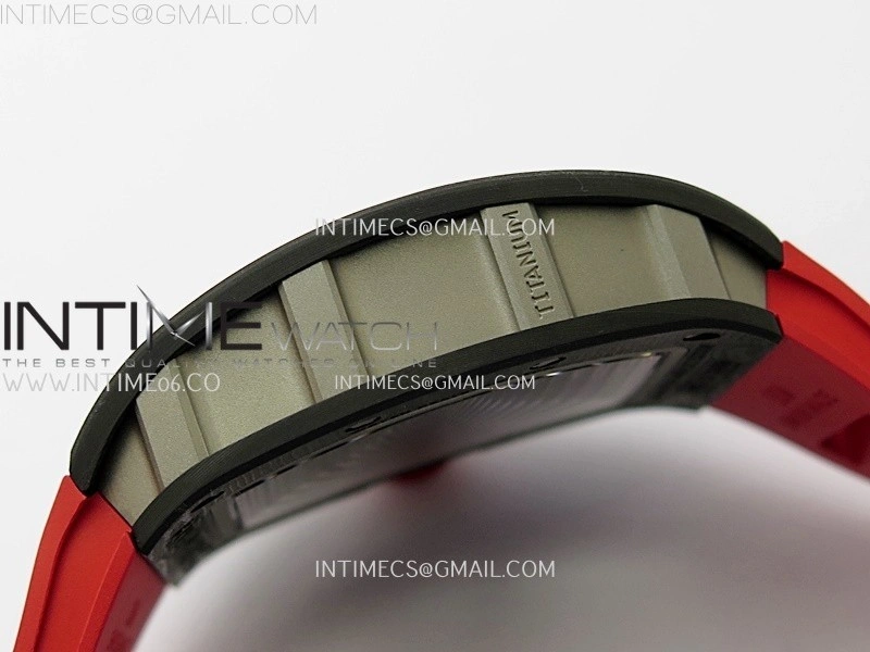 RM055 NTPT Ti APSF 1:1 Best Edition Black Inner Bezel Red Crown On Red Rubber Strap RMUL2 Super Clone