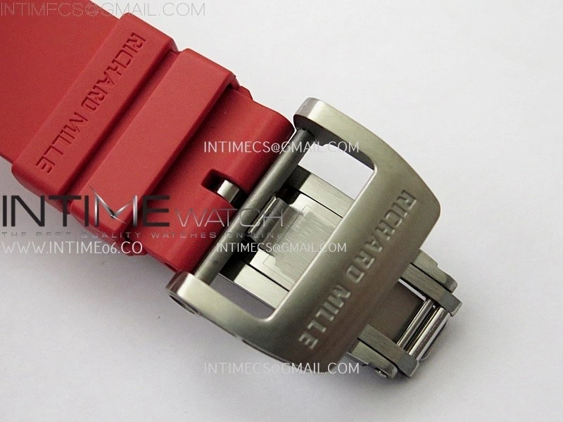 RM055 NTPT Ti APSF 1:1 Best Edition Black Inner Bezel Red Crown On Red Rubber Strap RMUL2 Super Clone