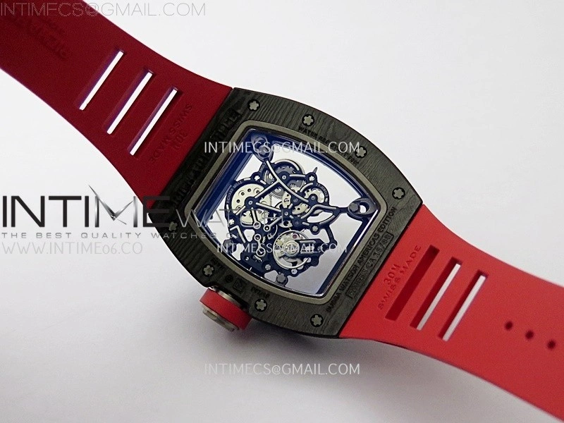 RM055 NTPT Ti APSF 1:1 Best Edition Black Inner Bezel Red Crown On Red Rubber Strap RMUL2 Super Clone