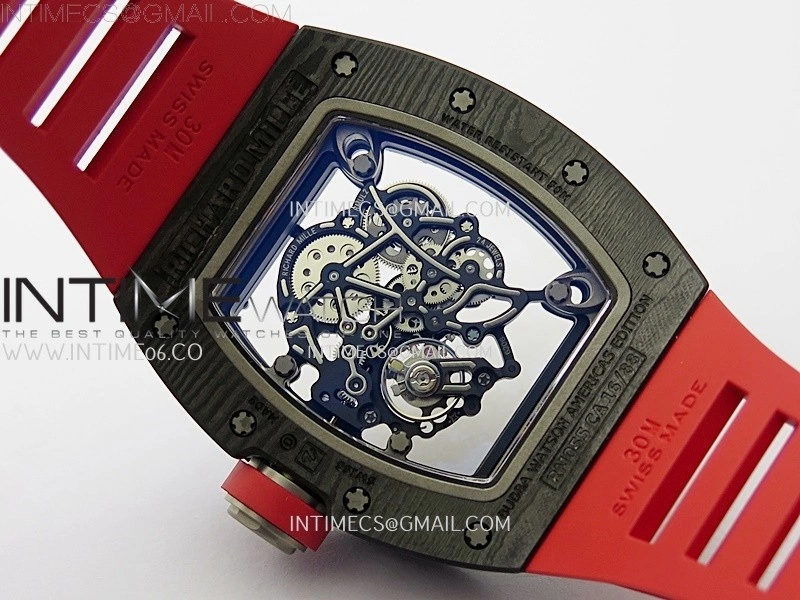 RM055 NTPT Ti APSF 1:1 Best Edition Black Inner Bezel Red Crown On Red Rubber Strap RMUL2 Super Clone
