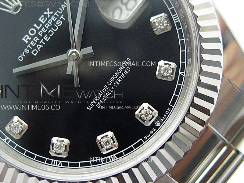 DateJust 41mm 126334 904 SS AR+F V2 1:1 Best Edition Fluted Bezel Black Dial Diamond Markers on Oyster Bracelet DD3235