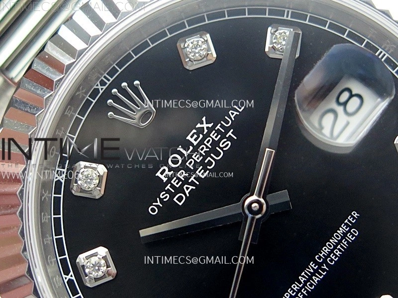 DateJust 41mm 126334 904 SS AR+F V2 1:1 Best Edition Fluted Bezel Black Dial Diamond Markers on Oyster Bracelet DD3235