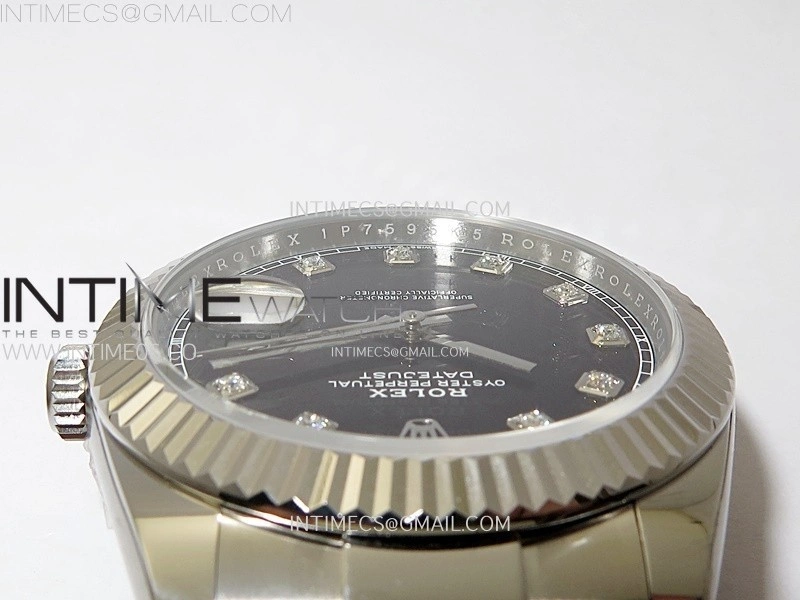 DateJust 41mm 126334 904 SS AR+F V2 1:1 Best Edition Fluted Bezel Black Dial Diamond Markers on Oyster Bracelet DD3235