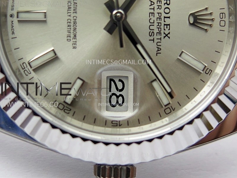 DateJust 41mm 126334 904 SS AR+F V2 1:1 Best Edition Fluted Bezel Silver Dial Sticks Markers on Oyster Bracelet DD3235