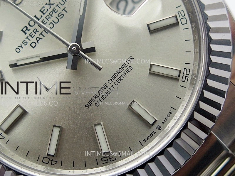 DateJust 41mm 126334 904 SS AR+F V2 1:1 Best Edition Fluted Bezel Silver Dial Sticks Markers on Oyster Bracelet DD3235
