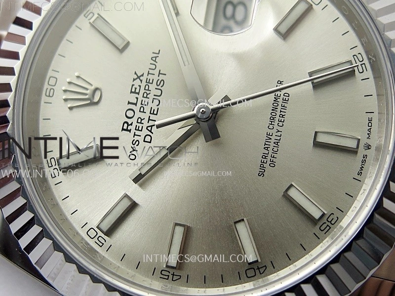 DateJust 41mm 126334 904 SS AR+F V2 1:1 Best Edition Fluted Bezel Silver Dial Sticks Markers on Oyster Bracelet DD3235