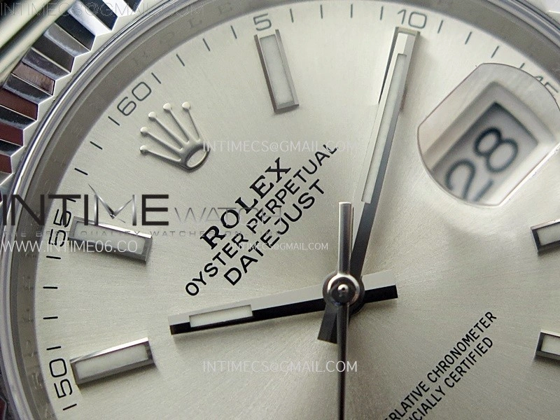 DateJust 41mm 126334 904 SS AR+F V2 1:1 Best Edition Fluted Bezel Silver Dial Sticks Markers on Oyster Bracelet DD3235