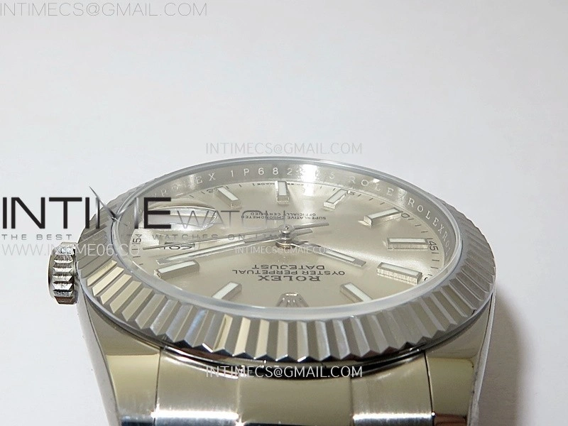 DateJust 41mm 126334 904 SS AR+F V2 1:1 Best Edition Fluted Bezel Silver Dial Sticks Markers on Oyster Bracelet DD3235