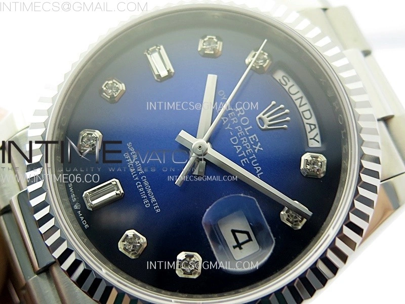 Day Date 36mm Gain Weight SS tungsten APSF 1:1 Best Edition Gradient Blue Dial Diamond Markers on SS President Bracelet A3255