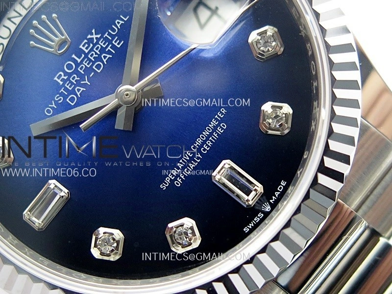 Day Date 36mm Gain Weight SS tungsten APSF 1:1 Best Edition Gradient Blue Dial Diamond Markers on SS President Bracelet A3255