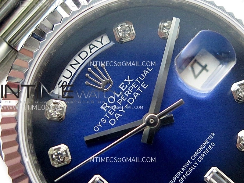 Day Date 36mm Gain Weight SS tungsten APSF 1:1 Best Edition Gradient Blue Dial Diamond Markers on SS President Bracelet A3255