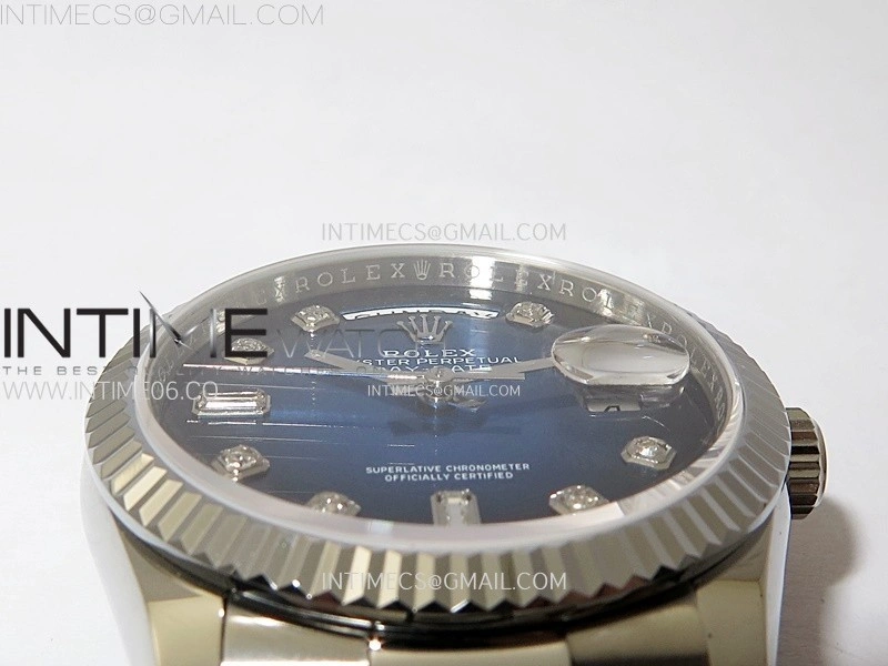 Day Date 36mm Gain Weight SS tungsten APSF 1:1 Best Edition Gradient Blue Dial Diamond Markers on SS President Bracelet A3255