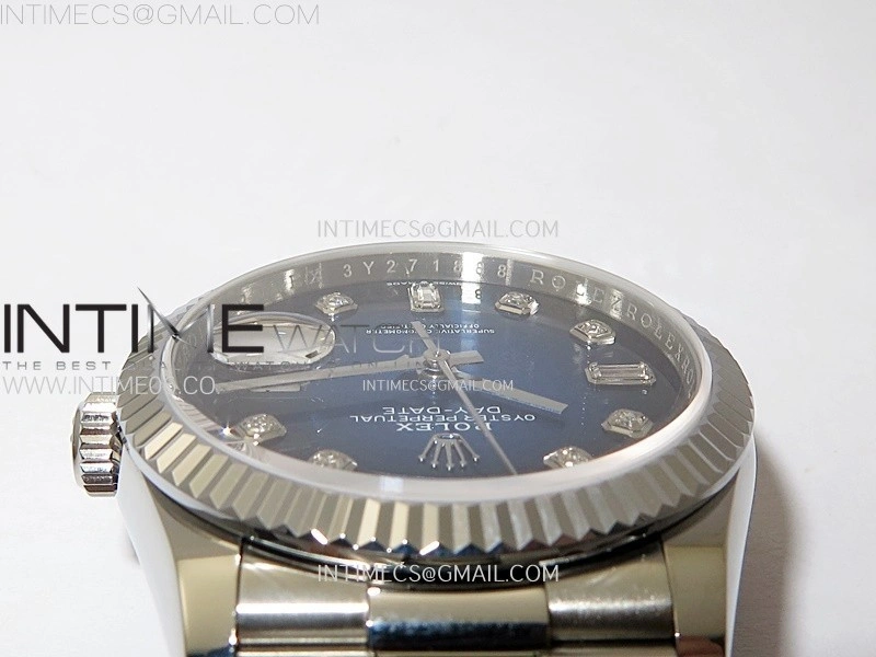 Day Date 36mm Gain Weight SS tungsten APSF 1:1 Best Edition Gradient Blue Dial Diamond Markers on SS President Bracelet A3255