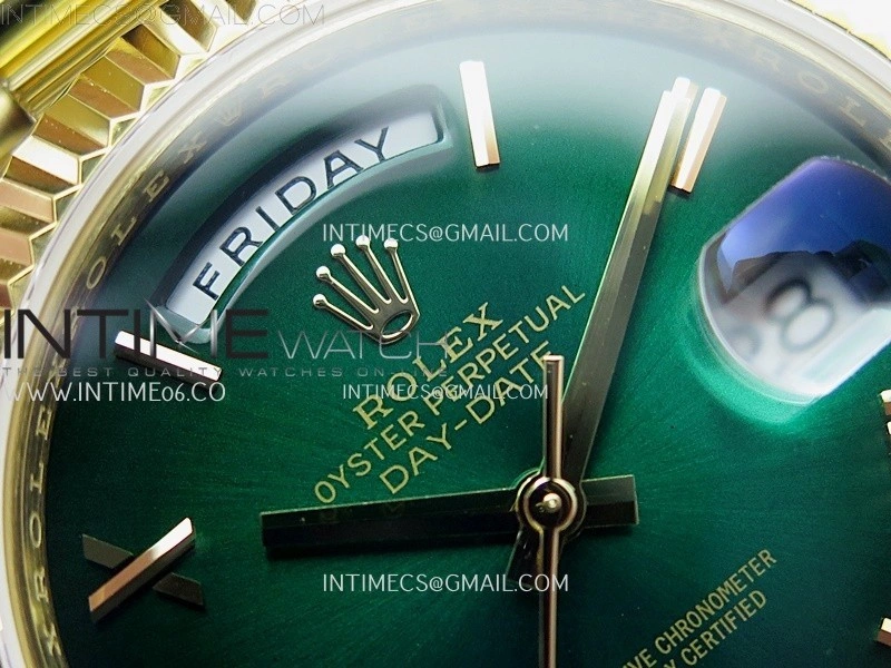 Day Date 228238 40mm YG KF 1:1 Best Edition Green Gradient Dial Roman Markers On RG President Bracelet SA3255