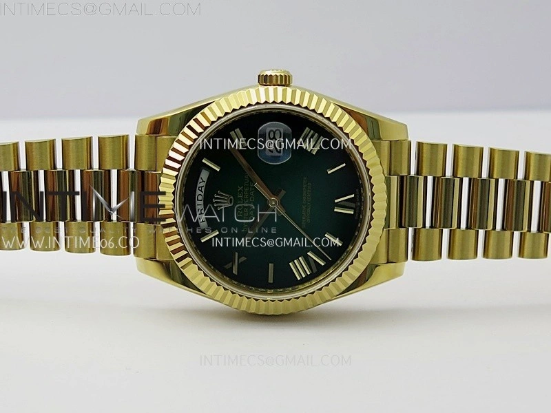 Day Date 228238 40mm YG KF 1:1 Best Edition Green Gradient Dial Roman Markers On RG President Bracelet SA3255