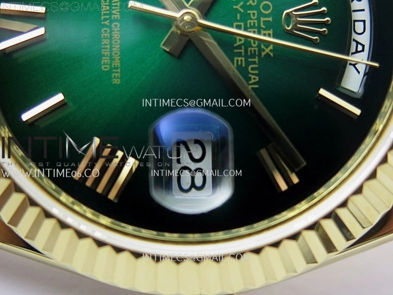 Day Date 228238 40mm YG KF 1:1 Best Edition Green Gradient Dial Roman Markers On RG President Bracelet SA3255