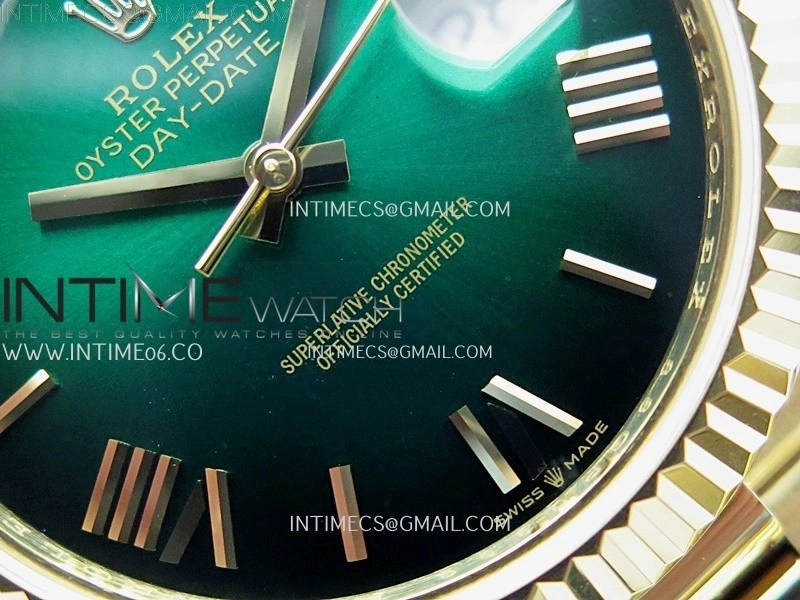 Day Date 228238 40mm YG KF 1:1 Best Edition Green Gradient Dial Roman Markers On RG President Bracelet SA3255