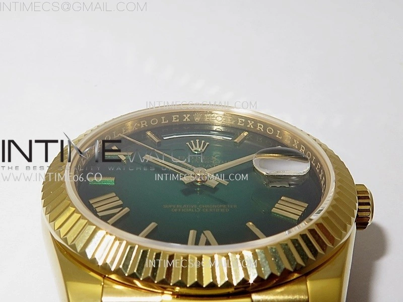 Day Date 228238 40mm YG KF 1:1 Best Edition Green Gradient Dial Roman Markers On RG President Bracelet SA3255