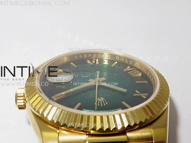 Day Date 228238 40mm YG KF 1:1 Best Edition Green Gradient Dial Roman Markers On RG President Bracelet SA3255