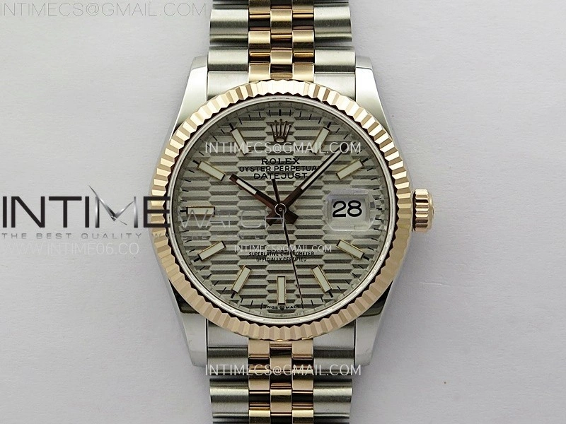DateJust 36MM 126231 SS RG APSF 1:1 Best Edition Silver Fluted Dial Sticks Markers on SS RG Jubilee Bracelet SA3235