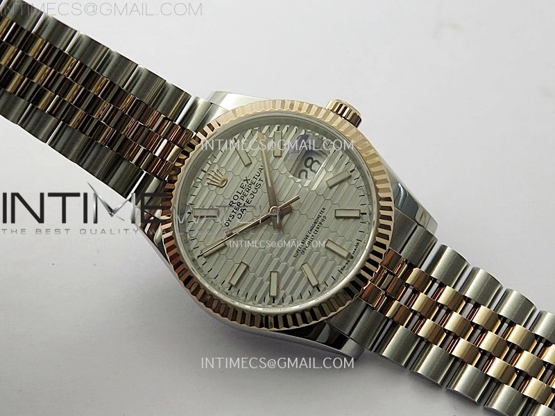 DateJust 36MM 126231 SS RG APSF 1:1 Best Edition Silver Fluted Dial Sticks Markers on SS RG Jubilee Bracelet SA3235