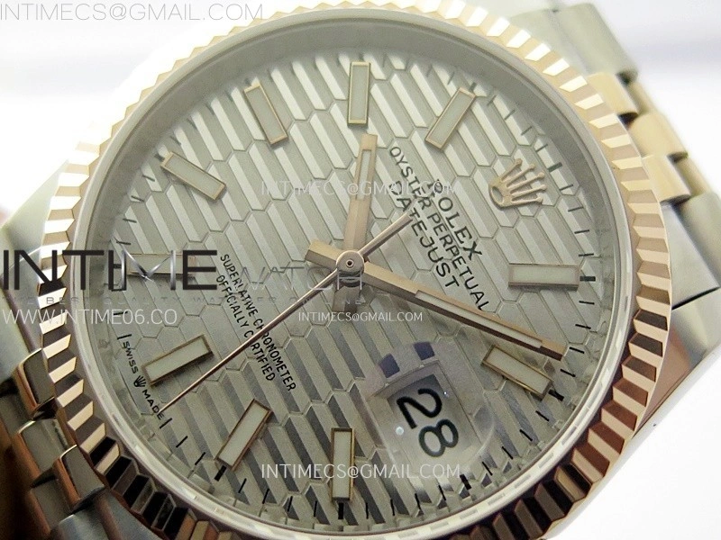 DateJust 36MM 126231 SS RG APSF 1:1 Best Edition Silver Fluted Dial Sticks Markers on SS RG Jubilee Bracelet SA3235