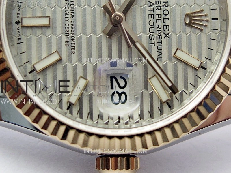 DateJust 36MM 126231 SS RG APSF 1:1 Best Edition Silver Fluted Dial Sticks Markers on SS RG Jubilee Bracelet SA3235