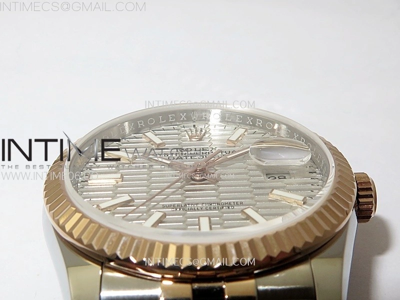 DateJust 36MM 126231 SS RG APSF 1:1 Best Edition Silver Fluted Dial Sticks Markers on SS RG Jubilee Bracelet SA3235