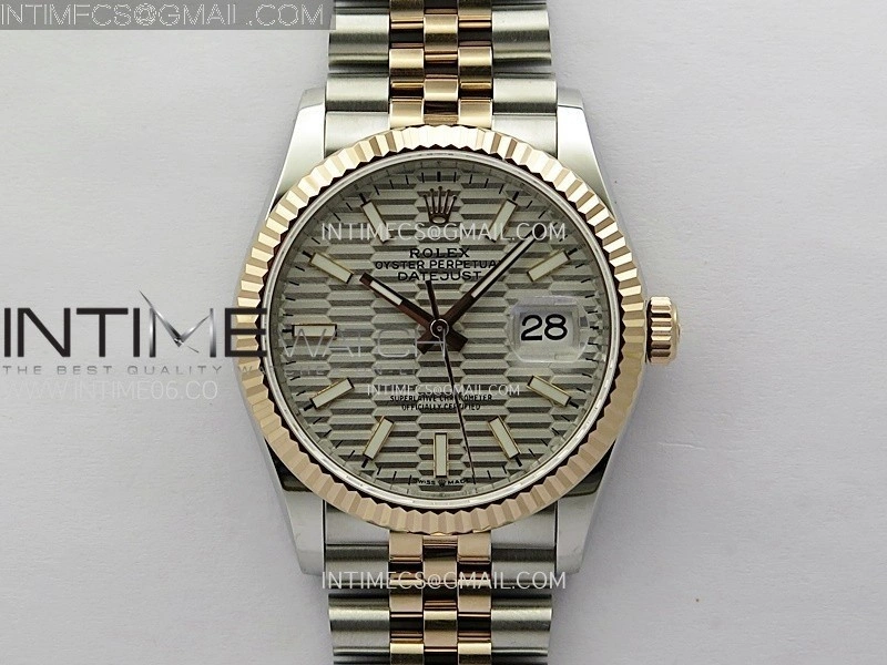 DateJust 36MM 126231 SS RG APSF 1:1 Best Edition Silver Fluted Dial Sticks Markers on SS RG Jubilee Bracelet SA3235