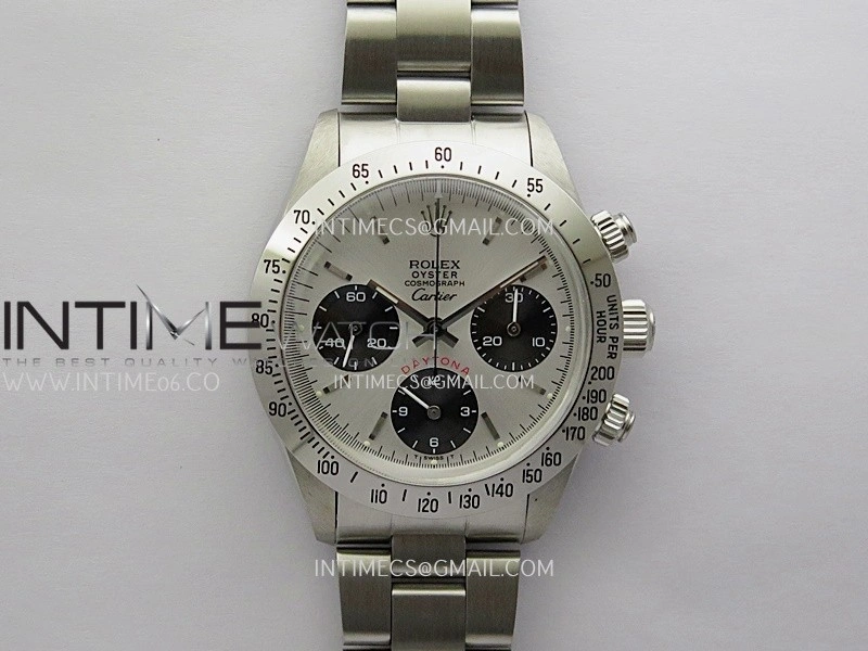 Daytona 6263 Style01 Cartier SS B12 Best Edition Silver Dial Black Subdials On SS Bracelet Venus 75