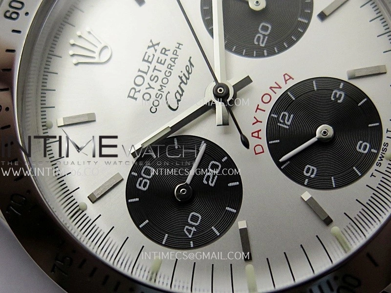 Daytona 6263 Style01 Cartier SS B12 Best Edition Silver Dial Black Subdials On SS Bracelet Venus 75