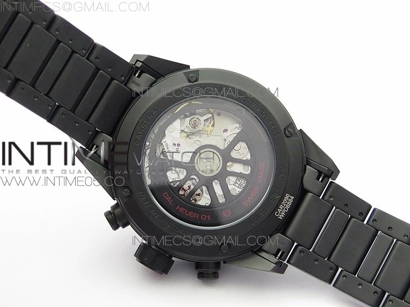 Calibre Heuer 01 Chrono 43mm Ceramic XF 1:1 Best Edition Skeleton Dial on Ceramic Bracelet A1887